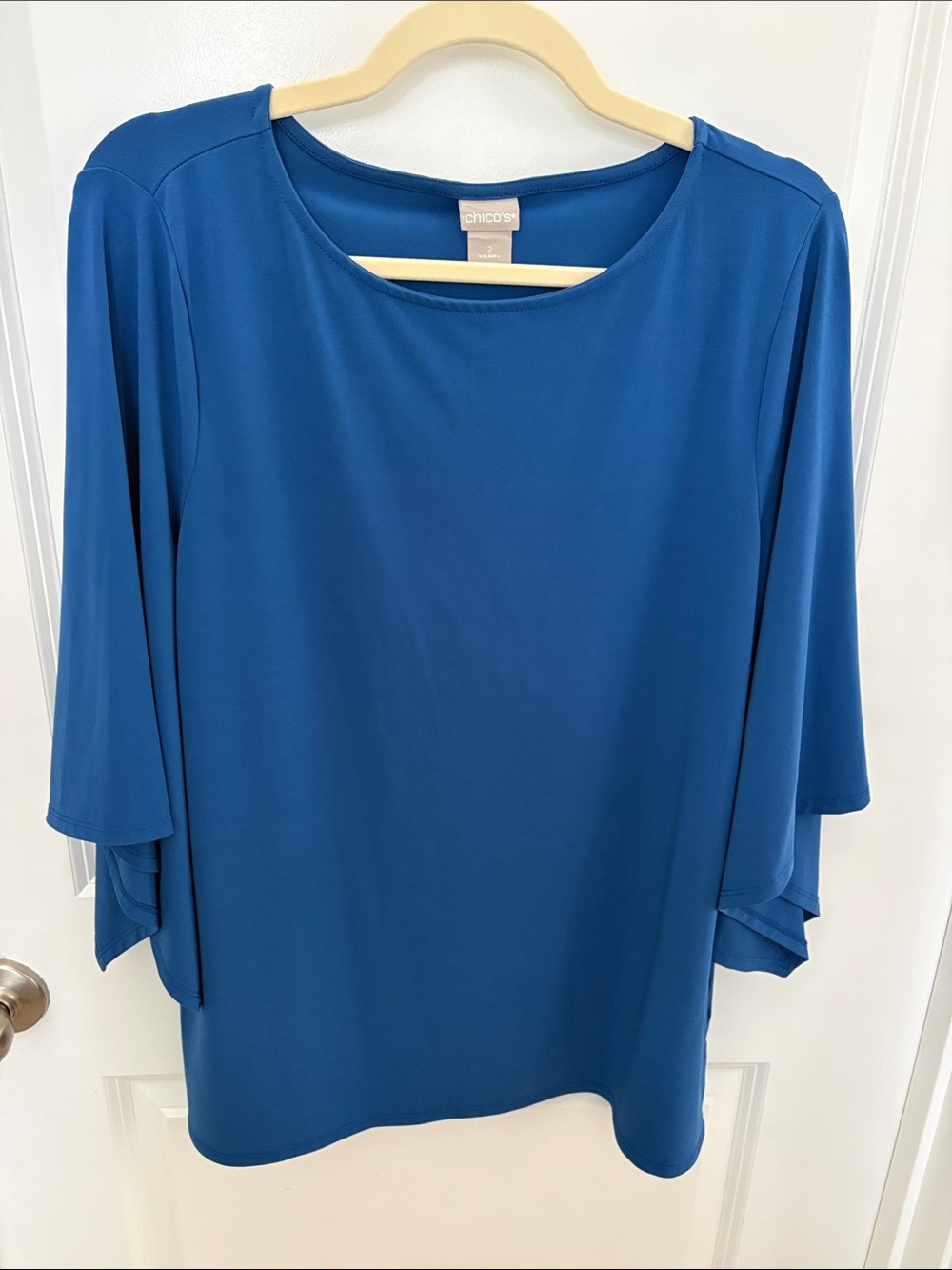 Chico's Royal Blue Layered Flutter-Sleeve Top